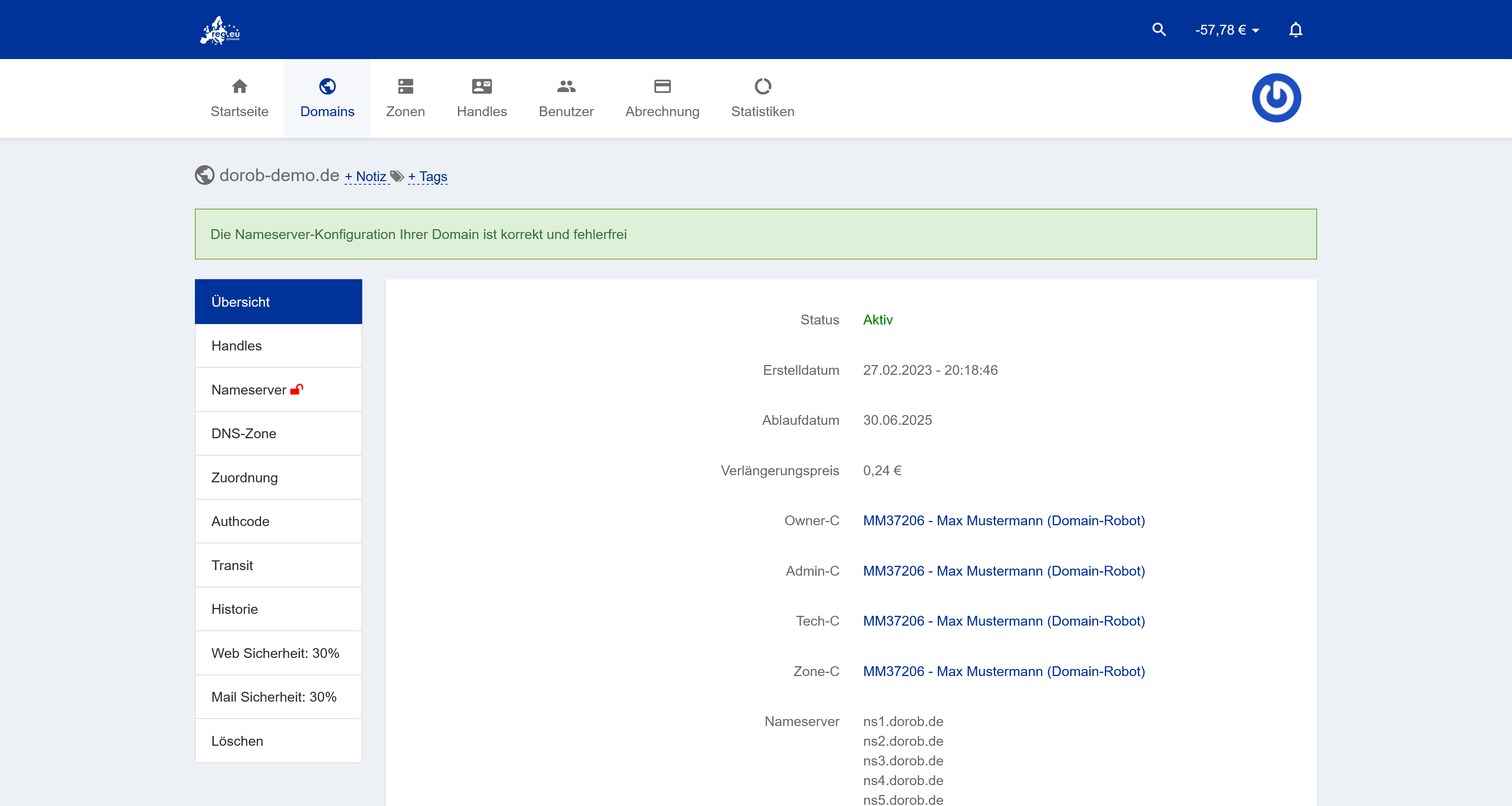 Screenshot 2025 06 11 at 14 45 05 dorob demo de Übersicht reg eu Robot